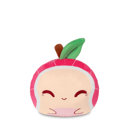 A Plushiverse Turtley Delicious 4” Reversible Plushie apple on a white background. (Brand Name: TeeTurtle)