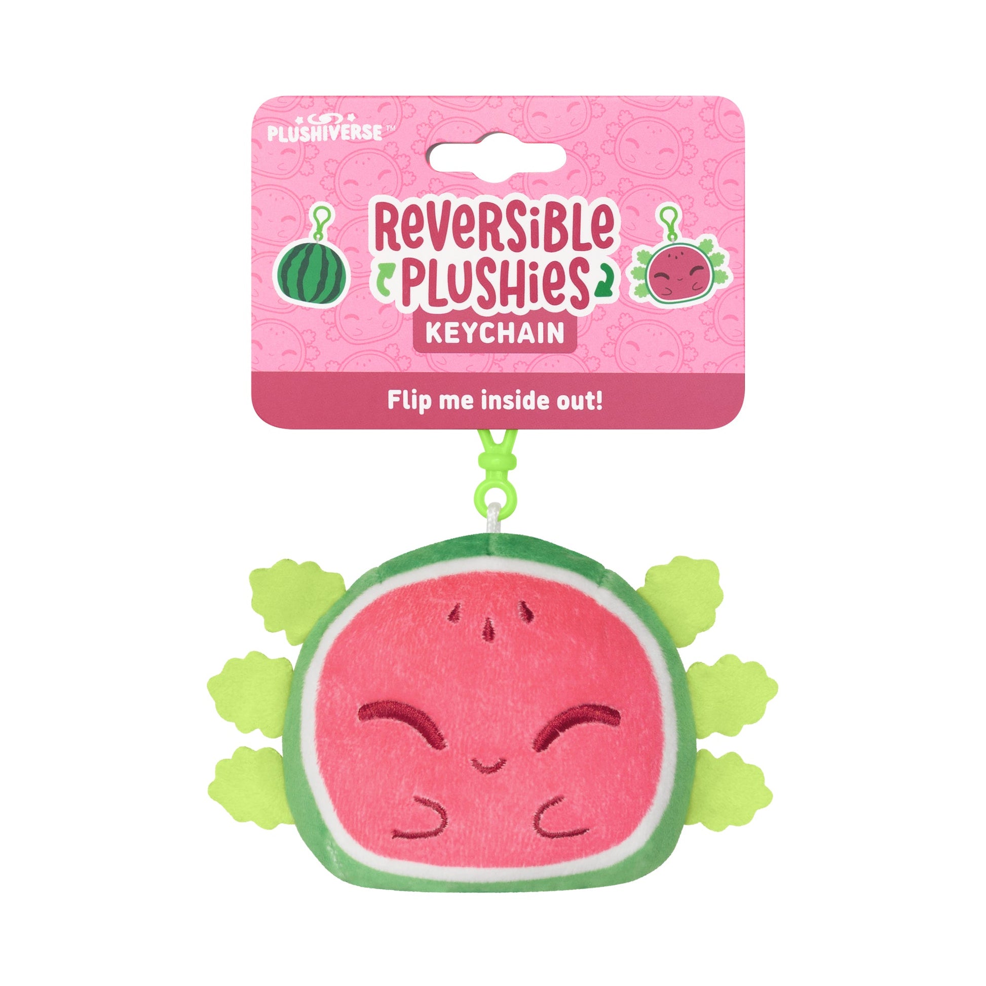 Reversible Plushiverse Alotl Watermelon Keychain by TeeTurtle.