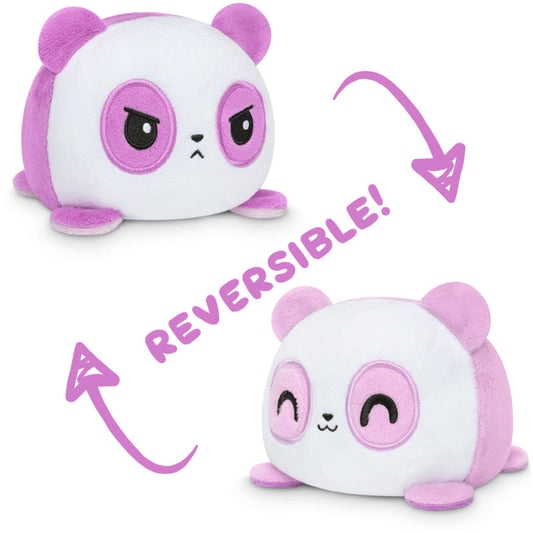 Two TeeTurtle Reversible Panda Plushies with the words