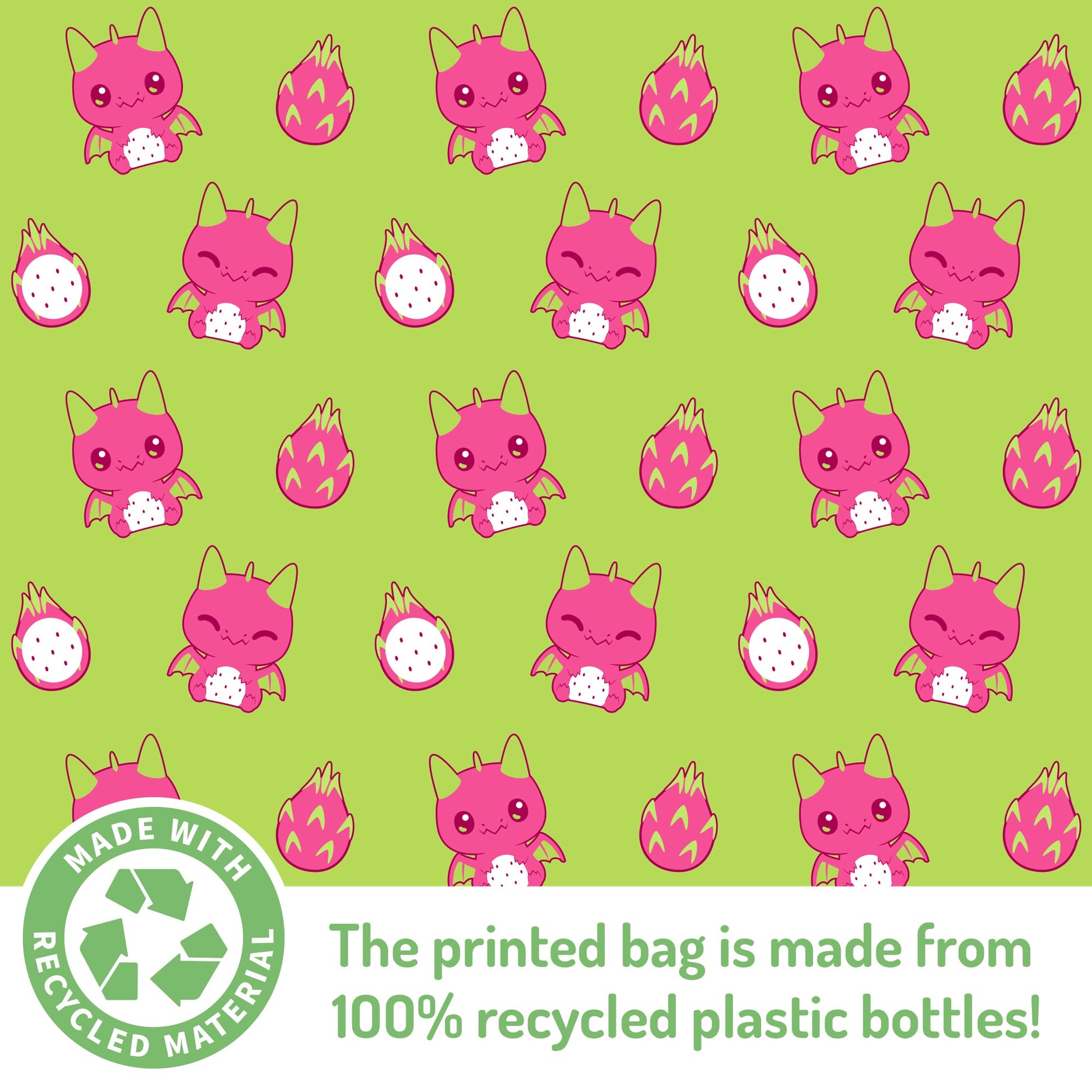 The Plushiverse Dragon Fruit Plushie Tote Bag is made from recycled plastic bottles by TeeTurtle.