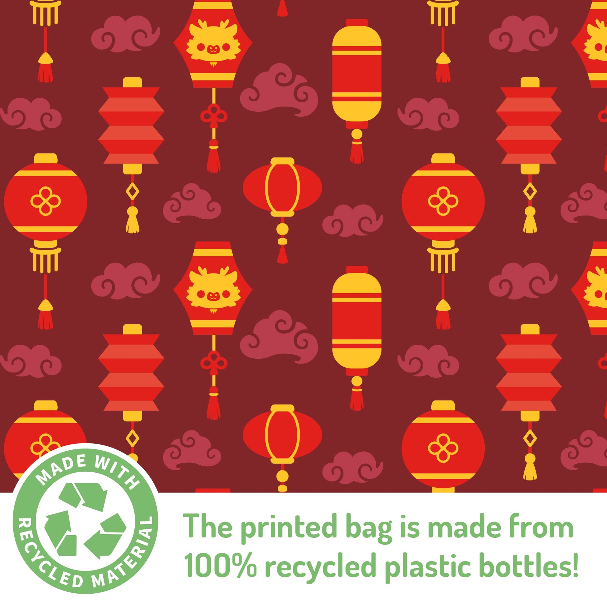 The Plushiverse Lunar New Year Dragon Plushie Tote Bag by TeeTurtle is made from recycled plastic bottles.