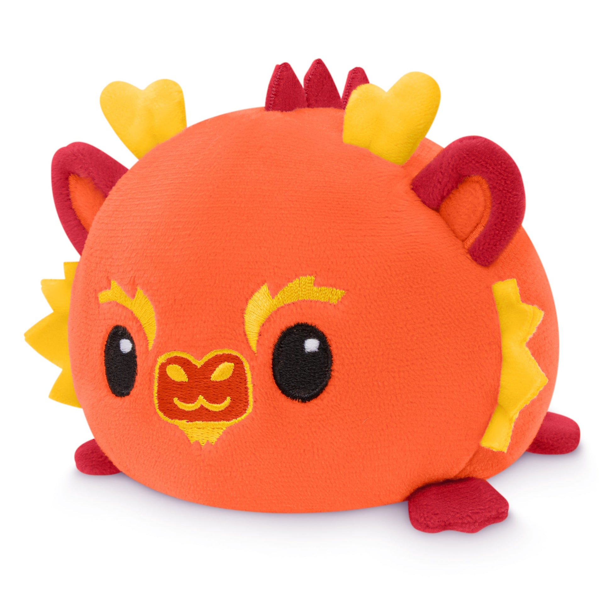 A Plushiverse Lunar New Year Dragon Plushie Tote Bag with red and yellow horns, perfect for Lunar New Year, made by TeeTurtle.