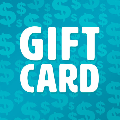 Blue background with white bold text "GIFT CARD" and dollar signs—an easy gift for any occasion from Plushiverse.