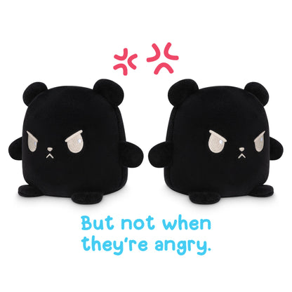 Two TeeTurtle Reversible Bear Plushmates (Black), with the words but not when they're angry.