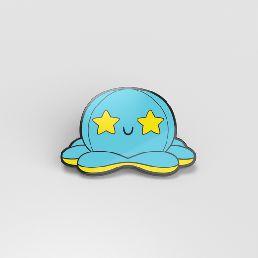 Kawaii enamel pin.
Product Name: Starry Eyes Blue Octopus Pin
Brand Name: TeeTurtle

Revised Sentence: TeeTurtle's Starry Eyes Blue Octopus Pin.